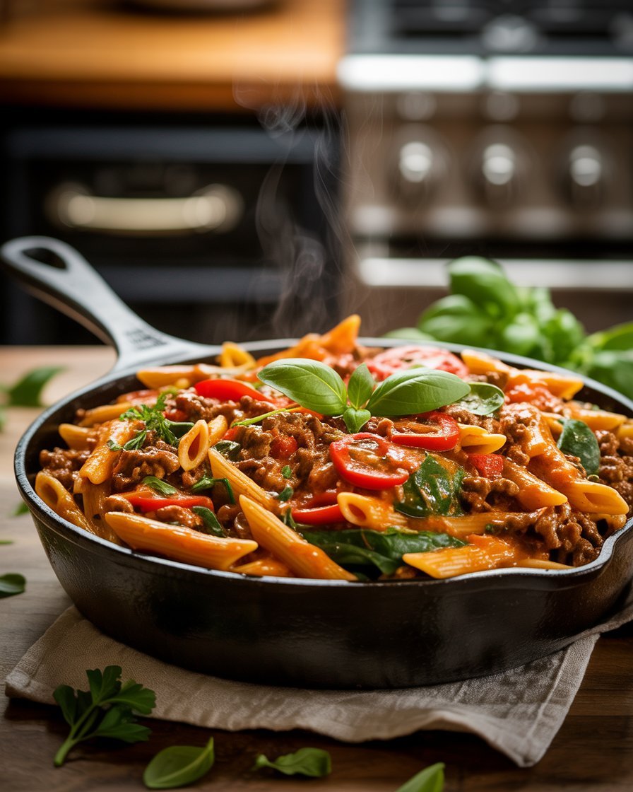 One Pot Cajun Beef Pasta with lots-of-veg